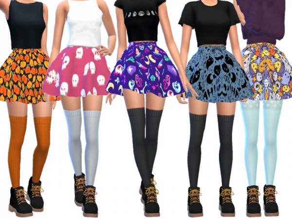  The Sims Resource: Kawaii Halloween Skirts by Wicked Kittie