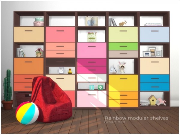  The Sims Resource: Rainbow modular shelves by Severinka