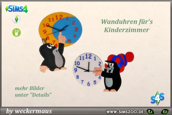 Blackys Sims 4 Zoo: Kidsroom Clocks by weckermaus