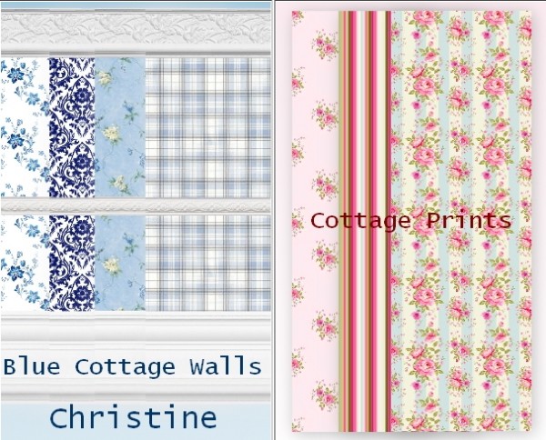  CC4Sims: Cottage print walls