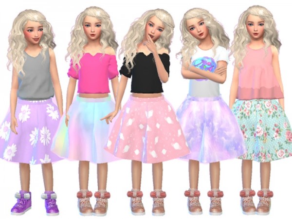  The Sims Resource: Kawaii Girls Skater Skirts by Wicked Kittie
