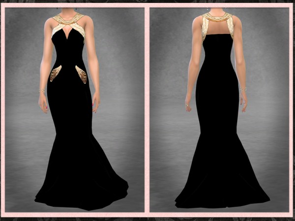  The Sims Resource: Golden Globes Gown by Five5Cats