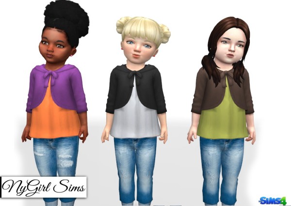 NY Girl Sims: Shirt with Hooded Cardigan for Toddler • Sims 4 Downloads