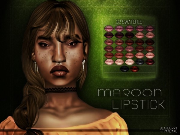  The Sims Resource: Maroon Lipstick by Blahberry Pancake