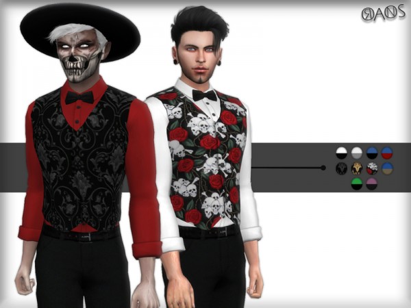  The Sims Resource: Shirt Bow Tie With Vest by OranosTR