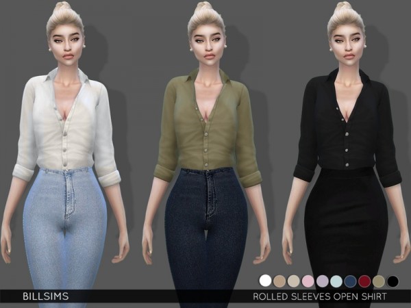 The Sims Resource: Rolled Sleeves Open Shirt by Bill Sims