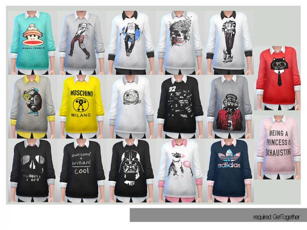  The Sims Resource: FashionSet Sweater Shirt by ShojoAngel