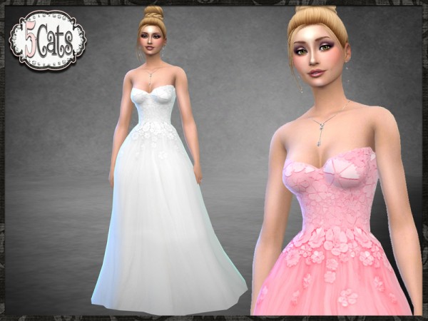  The Sims Resource: Floral Encrusted Tulle Ball Gown by Five5Cats