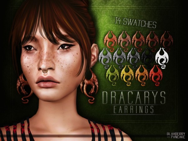  The Sims Resource: Dracarys Earrings by Blahberry Pancake