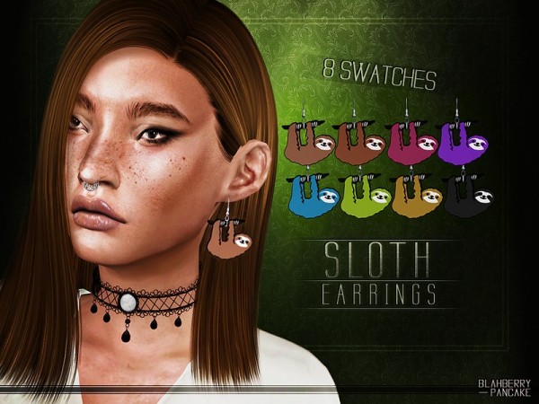  The Sims Resource: Sloth Earrings by Blahberry Pancake