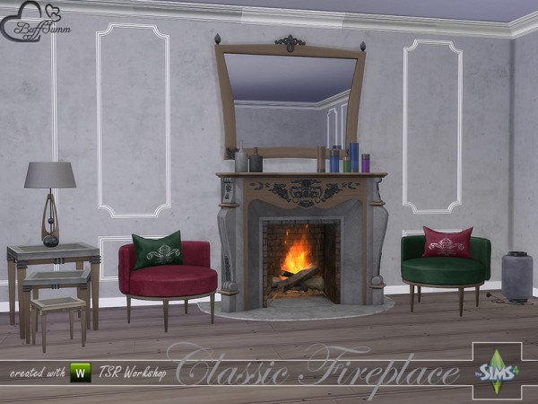  The Sims Resource: Classic Fireplace Set by BuffSumm