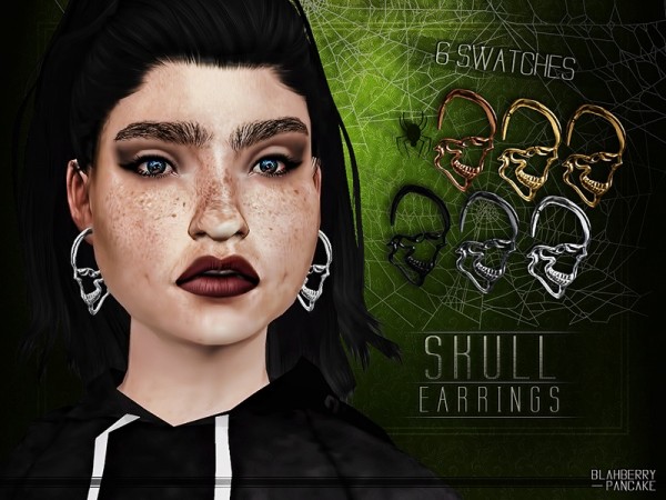  The Sims Resource: Skull Earrings by Blahberry Pancake