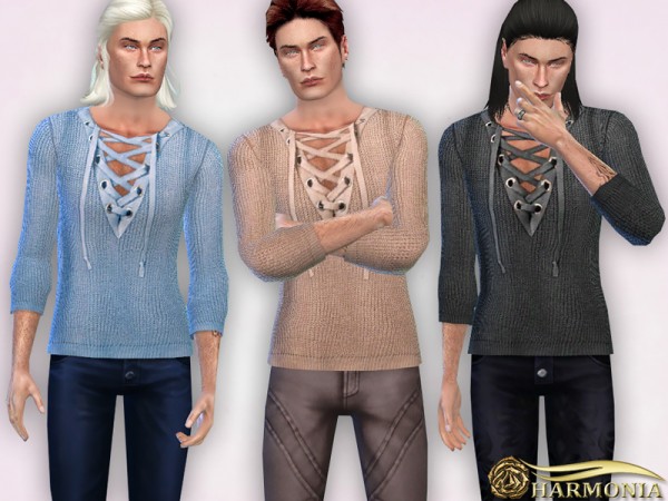 The Sims Resource: Lace Up Neck Jumper by Harmonia