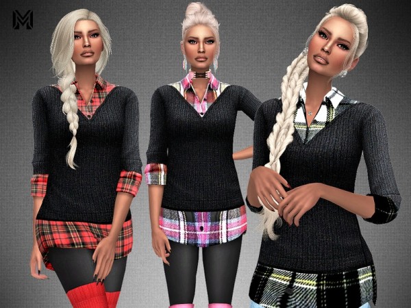  The Sims Resource: Coller Plaid Version Shirts by MartyP