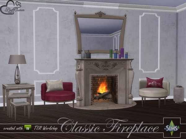  The Sims Resource: Classic Fireplace Set by BuffSumm