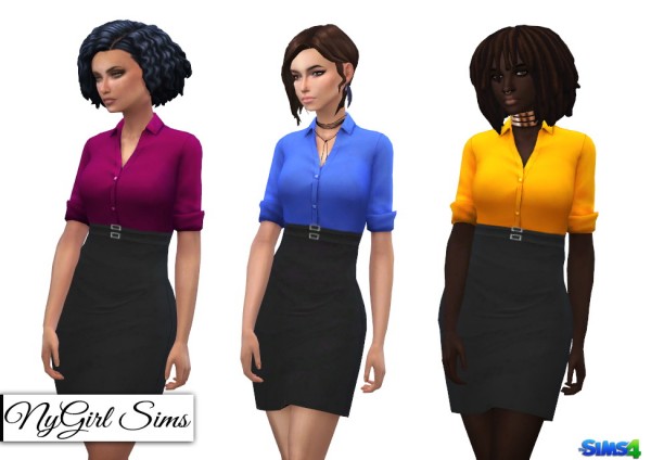  NY Girl Sims: Double Belted Business Dress