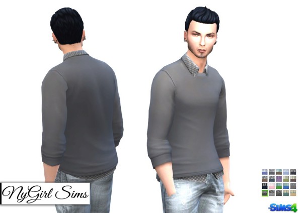 NY Girl Sims: Patterned Button Up with Sweater • Sims 4 Downloads