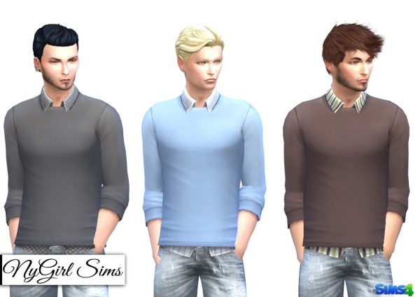  NY Girl Sims: Patterned Button Up with Sweater