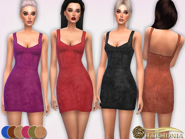  The Sims Resource: Faux Suede Bodycon Dress by Harmonia