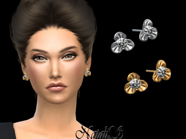  The Sims Resource: Diamond flower earrings by NataliS