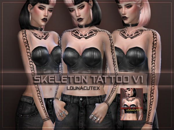  The Sims Resource: Skeleton Tattoo V1 by Louna