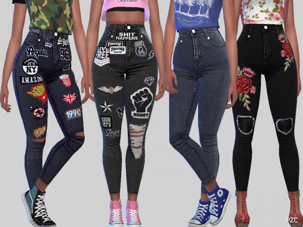  The Sims Resource: Nasty Girl Black Denim Jeans by Pinkzombiecupcakes