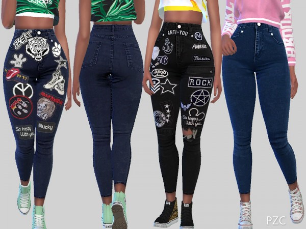  The Sims Resource: Nasty Girl Black Denim Jeans by Pinkzombiecupcakes