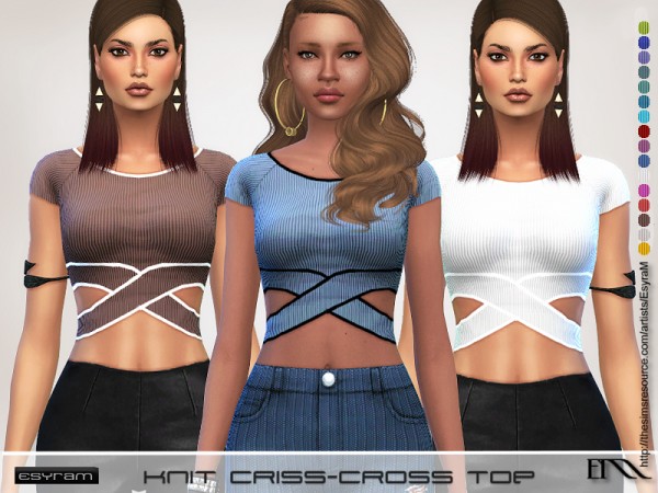  The Sims Resource: Knit Criss Cross Top by EsyraM