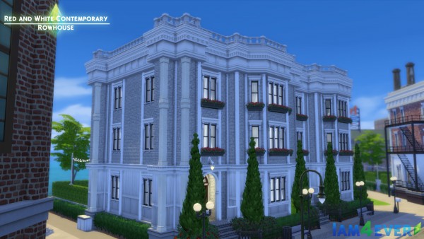  Mod The Sims: Red and White Contemporary Rowhouse  by Iam4ever