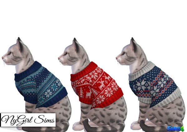 NY Girl Sims: Cats Knitted Holiday Sweater
