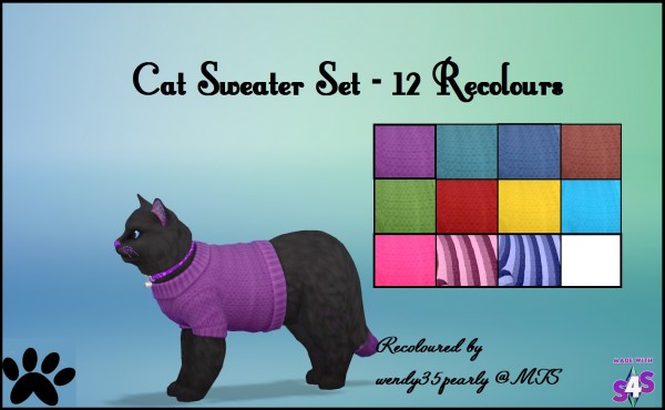 Mod The Sims: Cat Sweater 12 Recolours by wendy35pearly