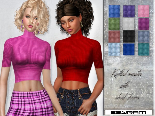  The Sims Resource: Knitted sweater with short sleeves by EsyraM