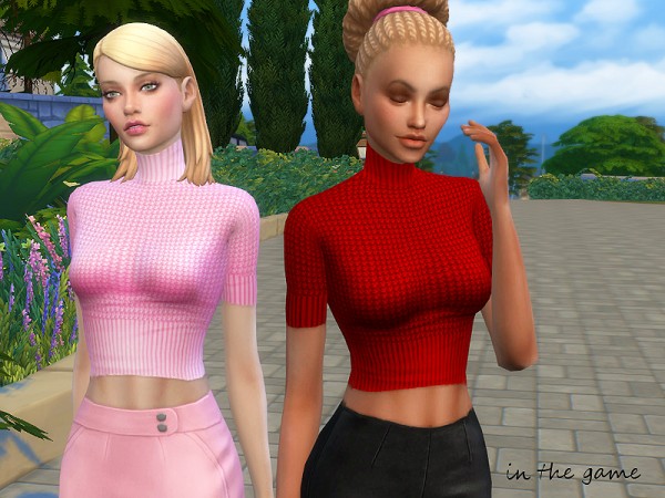  The Sims Resource: Knitted sweater with short sleeves by EsyraM