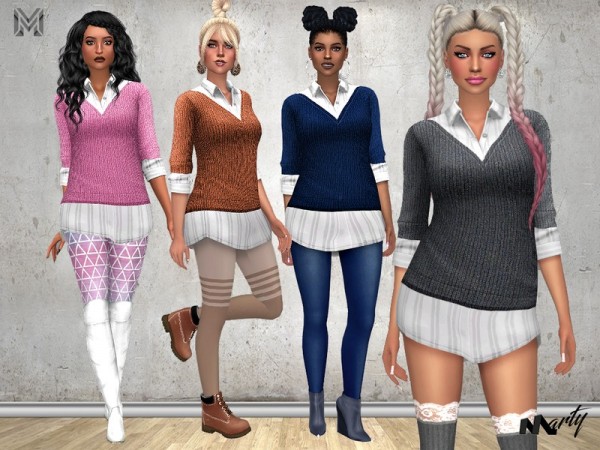  The Sims Resource: Collar Detail Sweater by MartyP