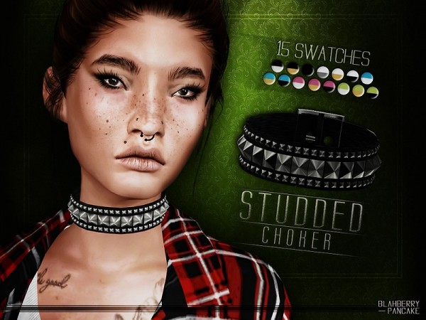  The Sims Resource: Studded Choker by Blahberry Pancake