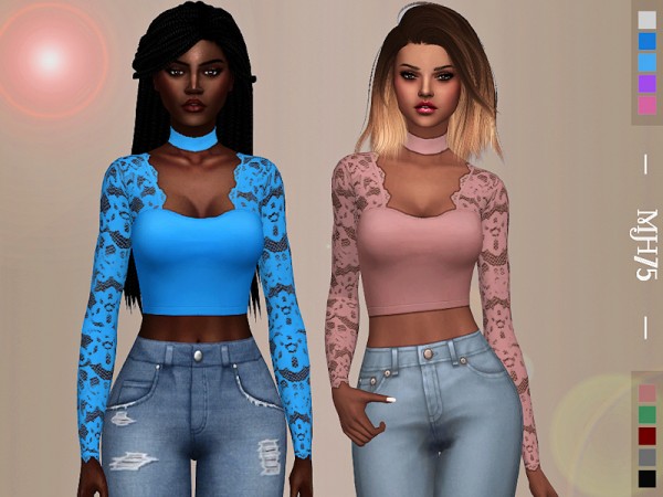  The Sims Resource: Maisie Lace Tops by Margeh 75|