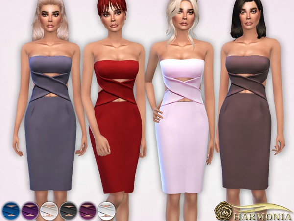  The Sims Resource: Cut out Bandage Bodycon Dress by Harmonia