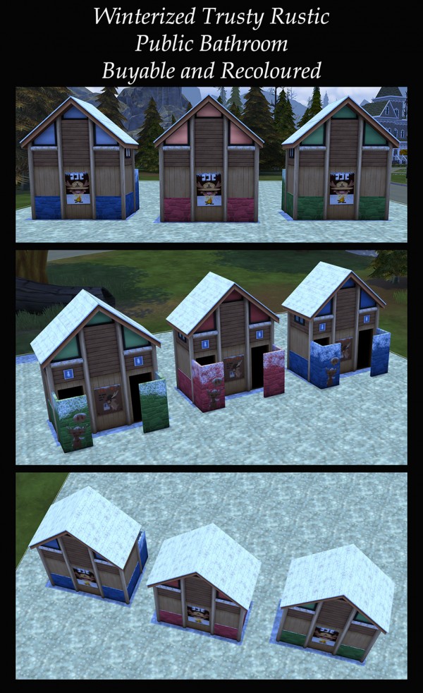  Mod The Sims: Winterized Trusty Rustic Public Bathroom by Simmiller