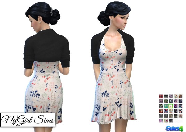  NY Girl Sims: Printed Flare Dress with Leather Jacket