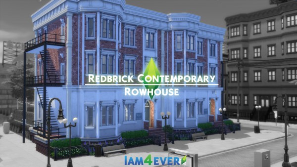  Mod The Sims: Contemporary Redbrick Rowhouse (CC Free) by Iam4ever