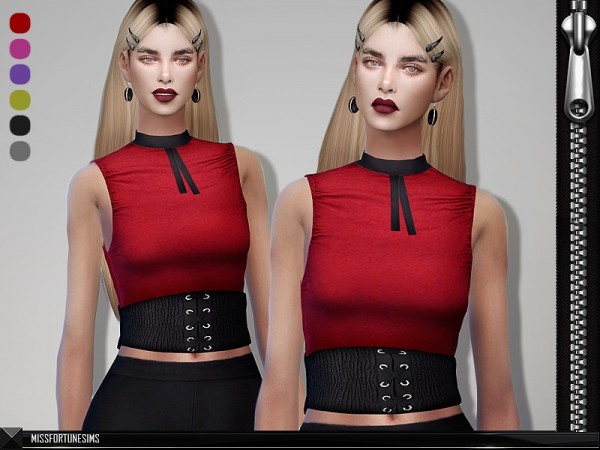  The Sims Resource: Gabriella Belted Top by MissFortune