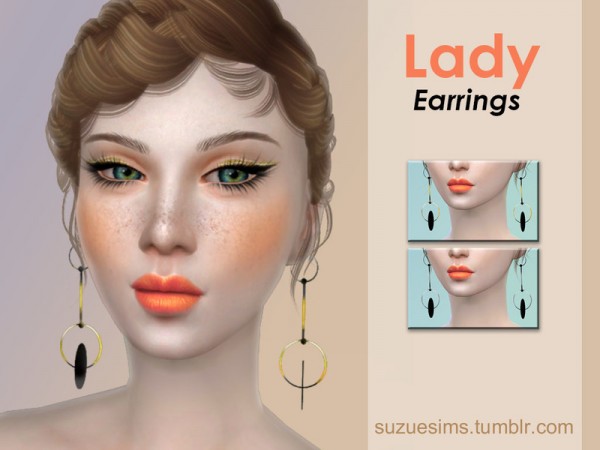  The Sims Resource: Lady Earrings by Suzue