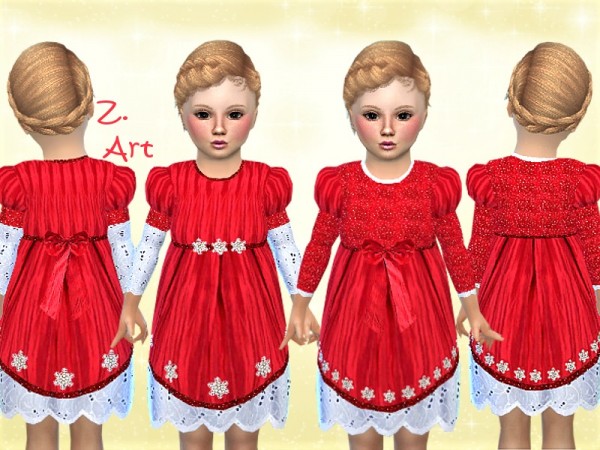  The Sims Resource: Festive velvet dress   WinterbabeZ. 04 by Zuckerschnute20
