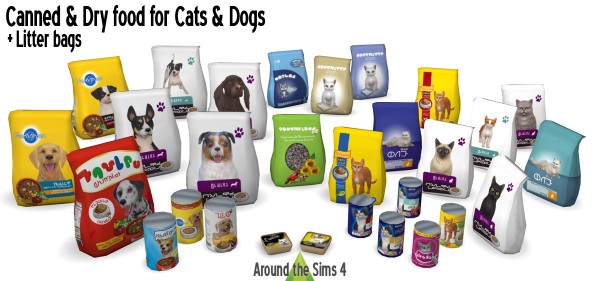  Around The Sims 4: Canned Food and Dry food bags for Cats and Dogs