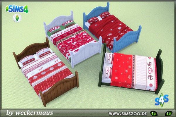  Blackys Sims 4 Zoo: Huts Christmas double bed by weckermaus