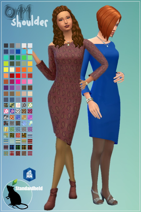  Simsworkshop: Off Shoulder Dress by Standardheld