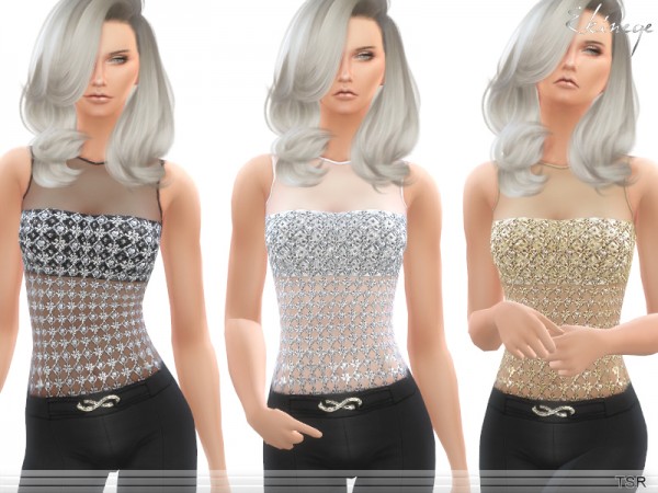  The Sims Resource: All Over Embellished Mesh Bodysuit by ekinege