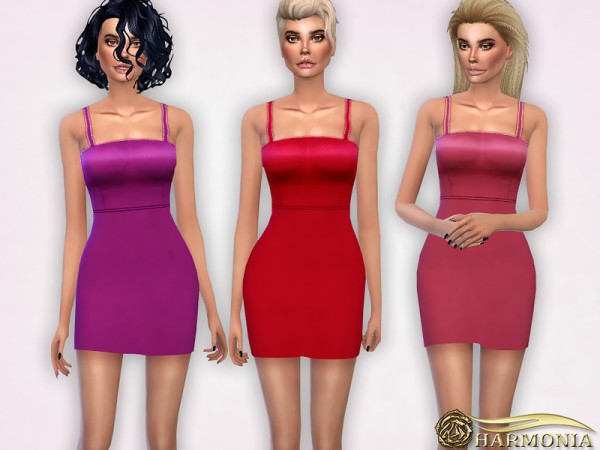 The Sims Resource: Curved Hem Strappy Cocktail Dress by Harmonia • Sims ...