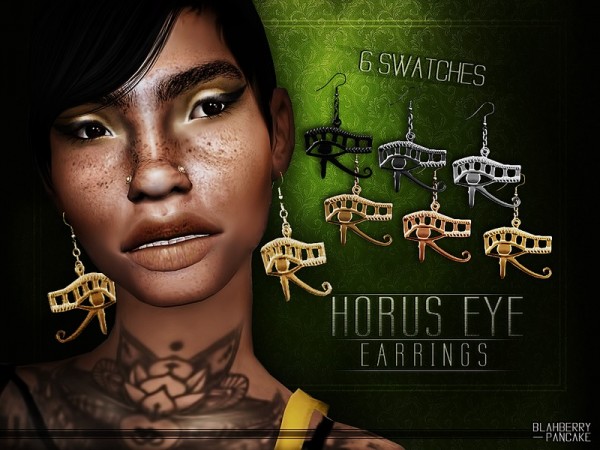  The Sims Resource: Horus Eye Earrings by Blahberry Pancake