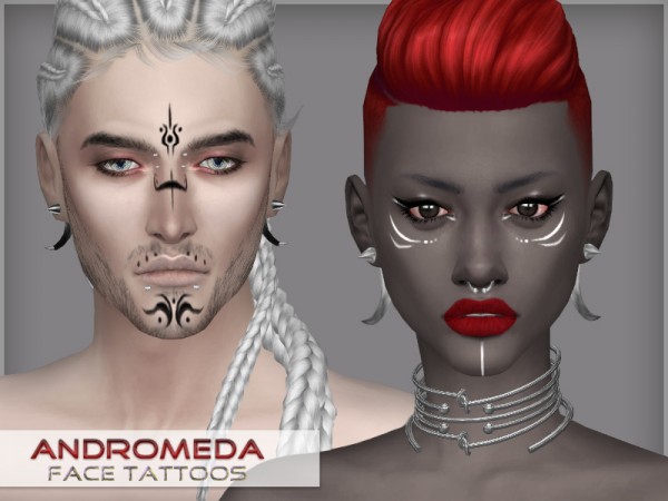 The Sims Resource: Andromeda   face tattoos by WistfulCastle